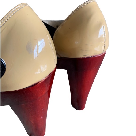 Steve Madden Casita black, brown, and tan chunky heel shoes, size 9 - Picture 4 of 14